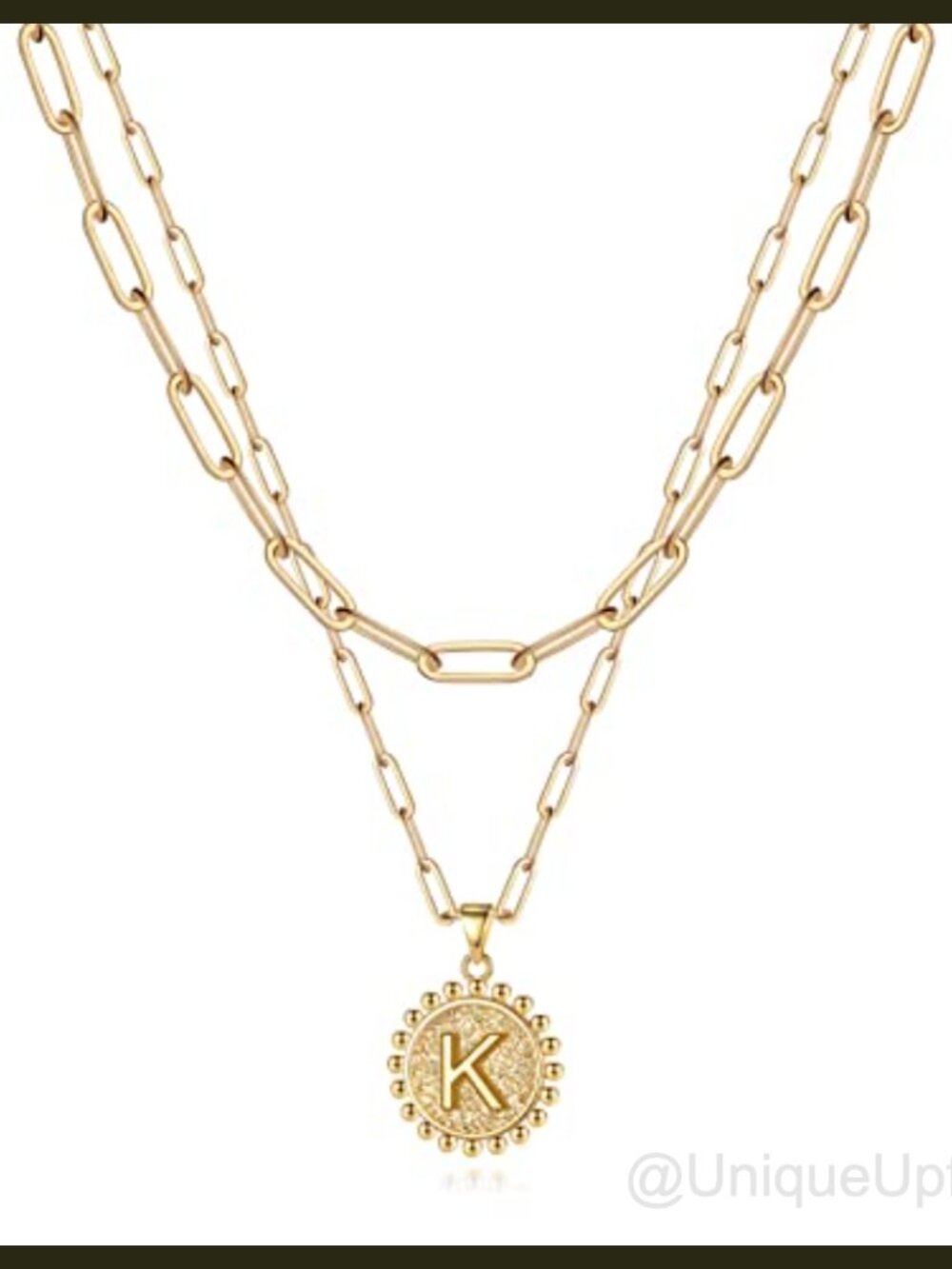 14k Gold Plated Layered Initial Necklace Letter K Pendant Women Jewelry